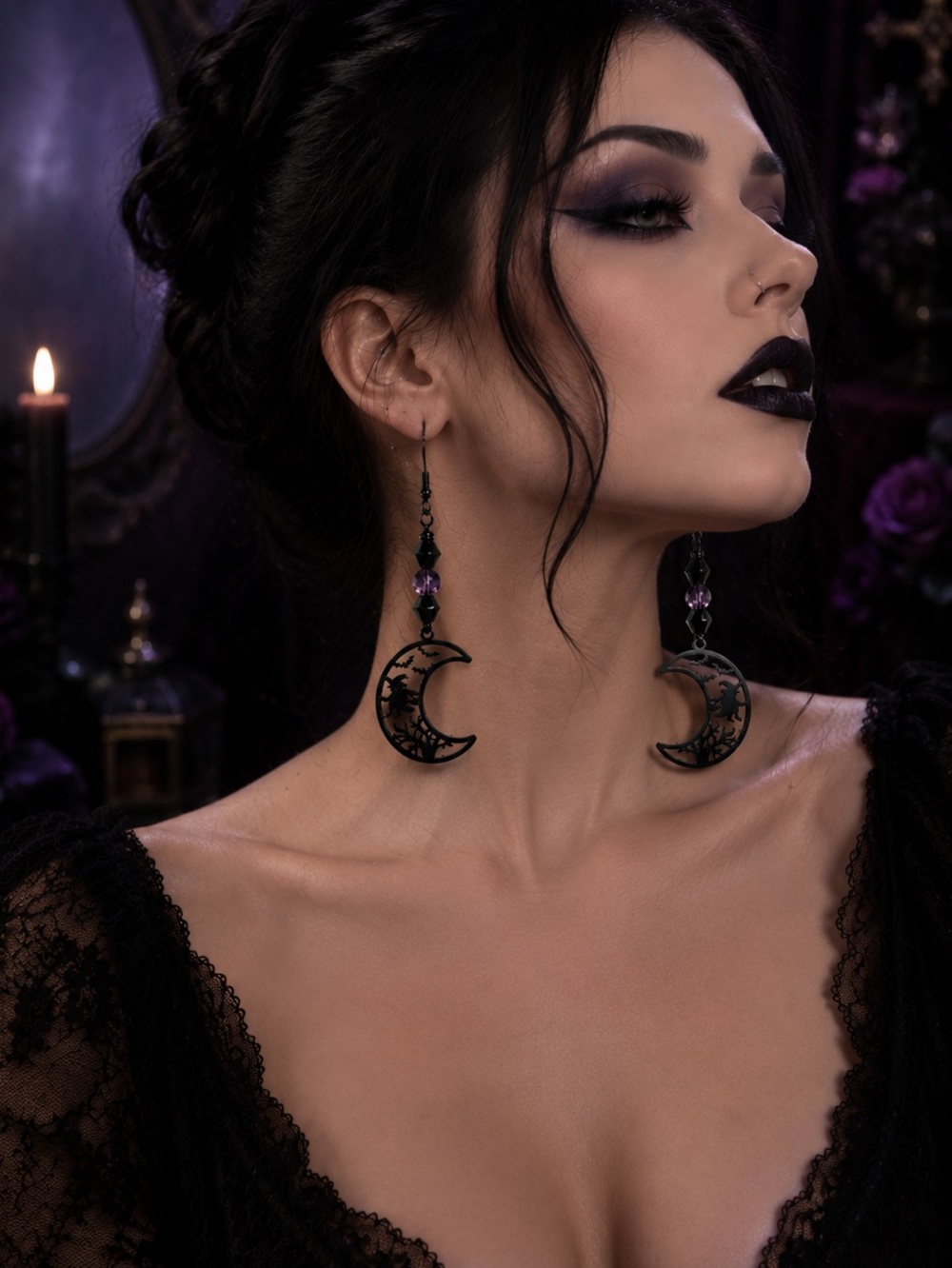 Crescent Moon Halloween Earrings